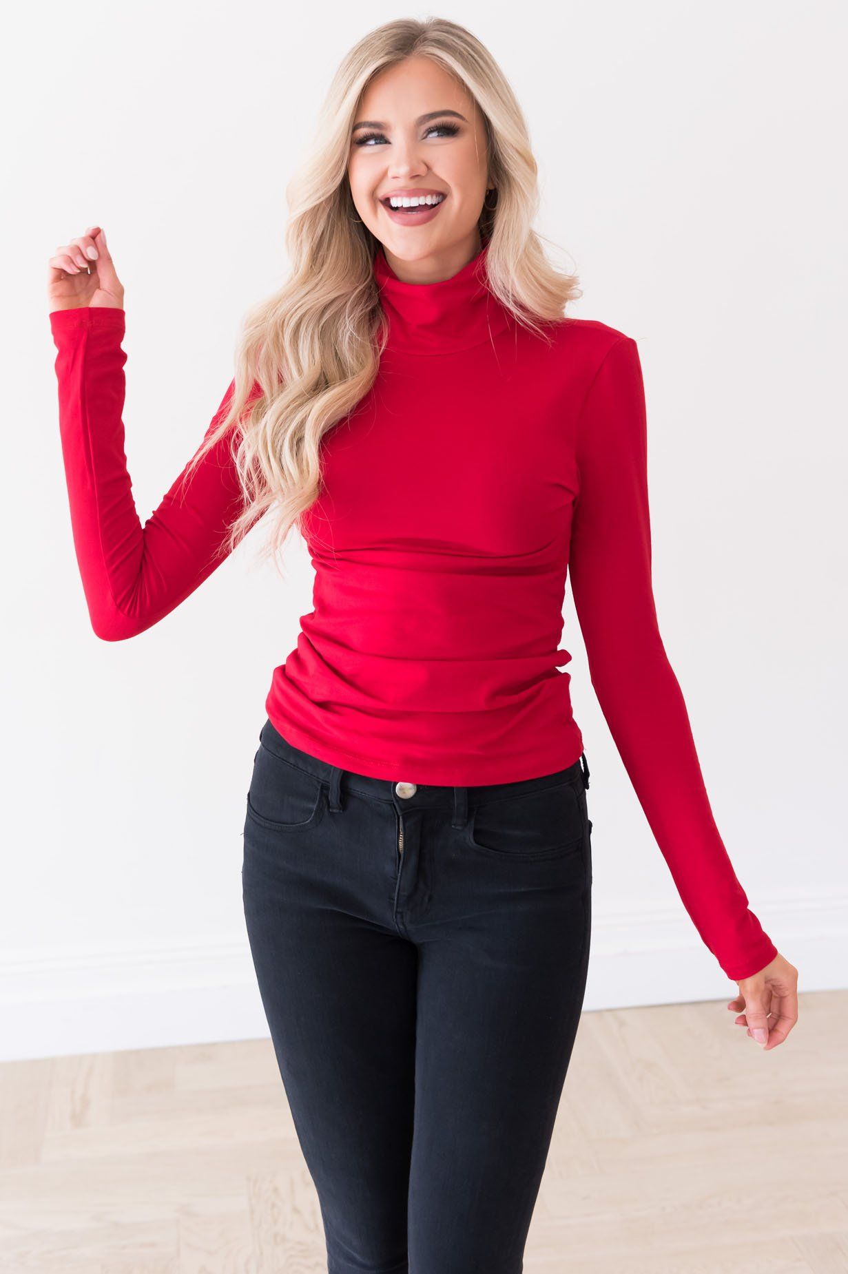 Get Close To Me Modest Turtleneck Tops vendor-unknown