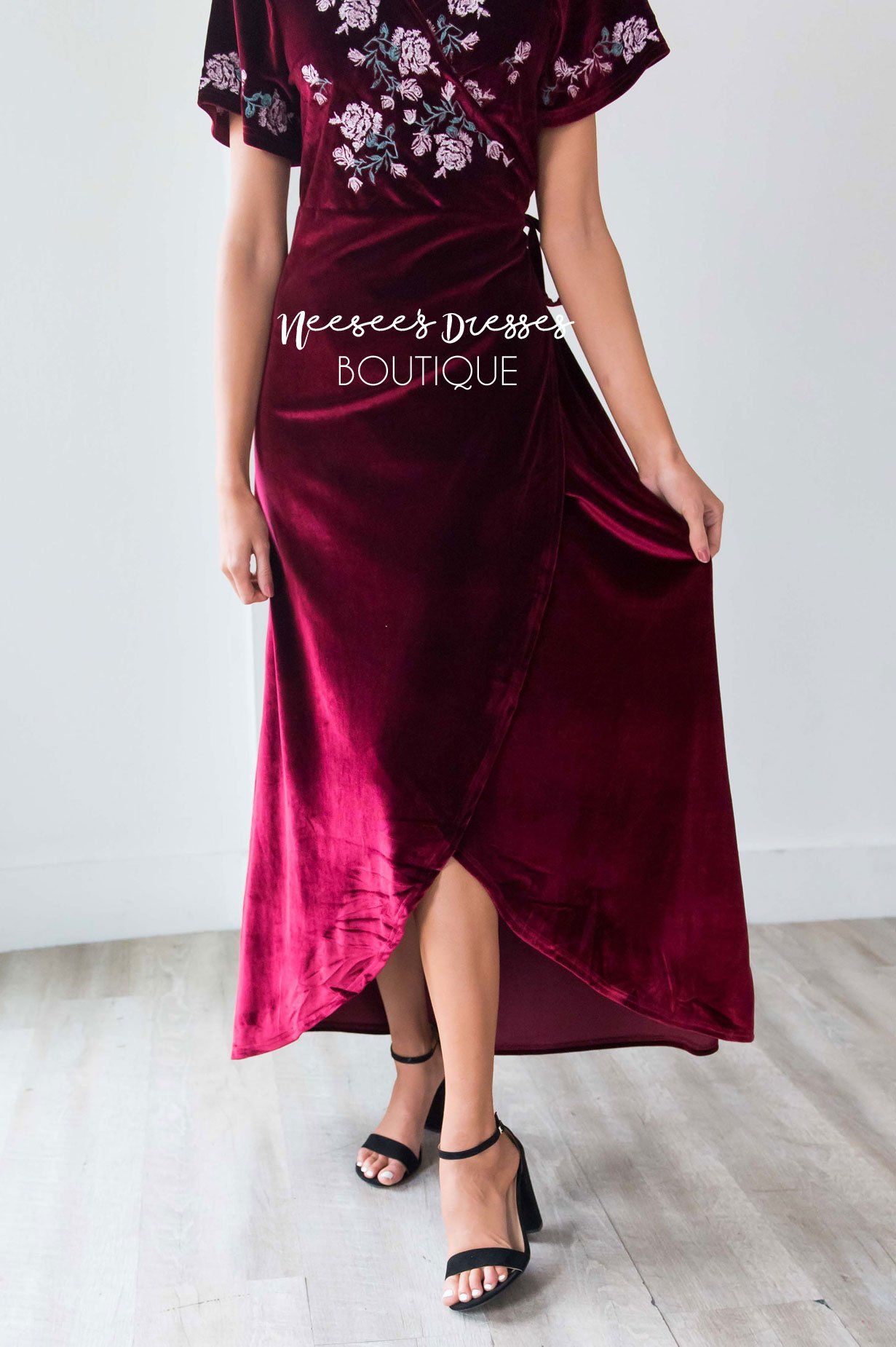 The Araceli Velvet Wrap Dress Modest Dresses vendor-unknown