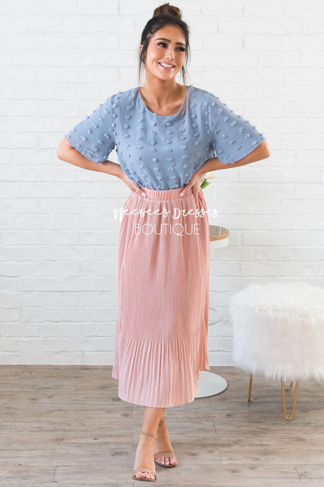 Stunning Swiss Dot Modest Blouse Tops vendor-unknown