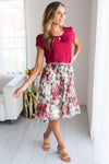 Cream & Mauve Watercolor Floral Skirt Skirts vendor-unknown
