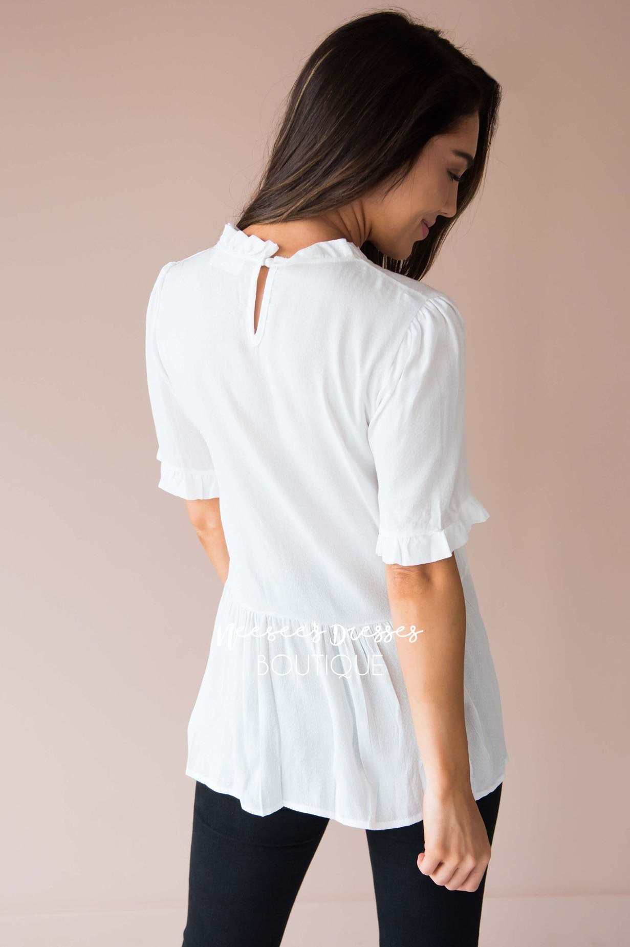 Enjoy It All Ruffle High Neck Top Modest Dresses vendor-unknown