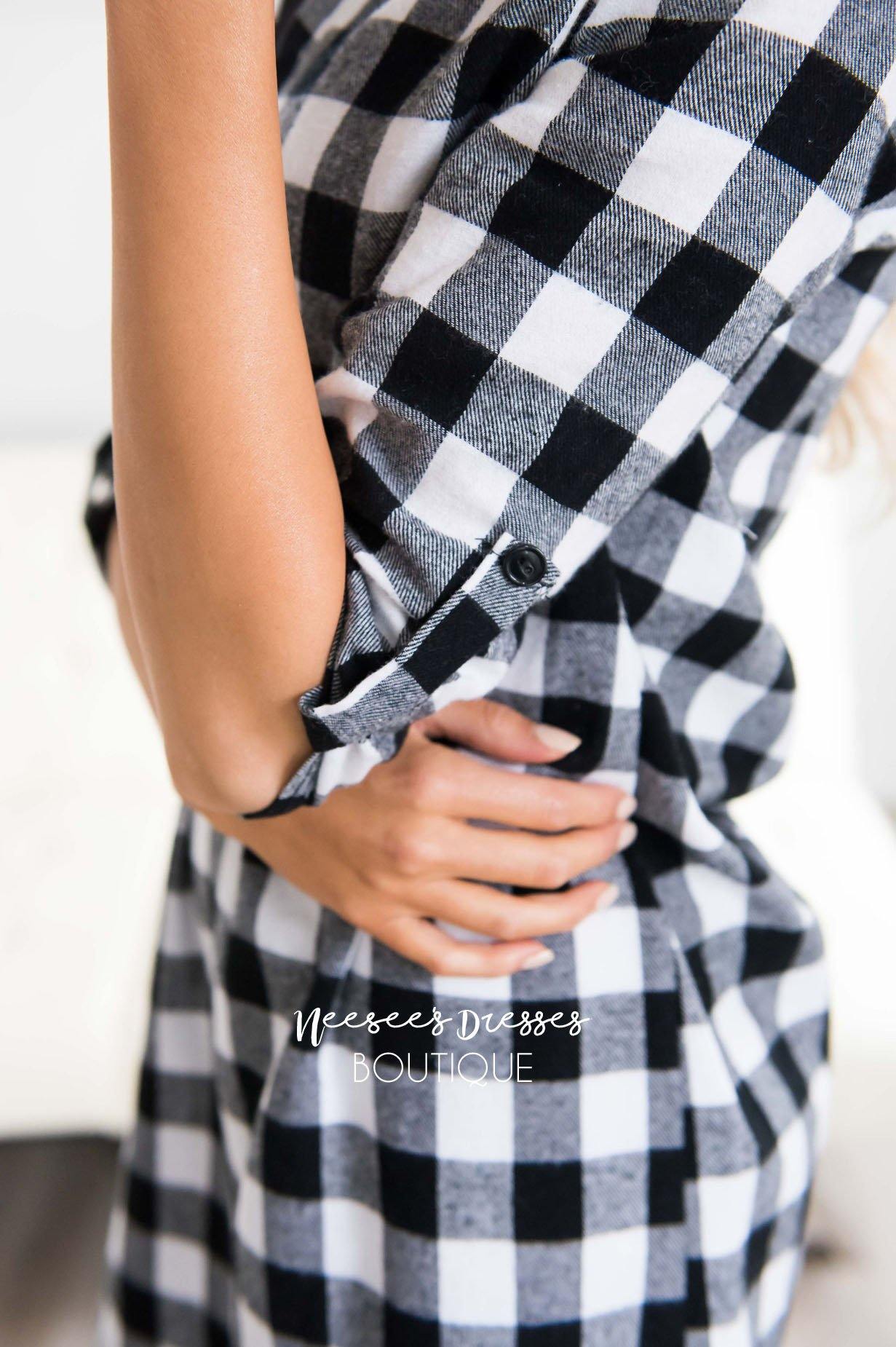 Cute in Plaid Flannel Tunic Tops vendor-unknown