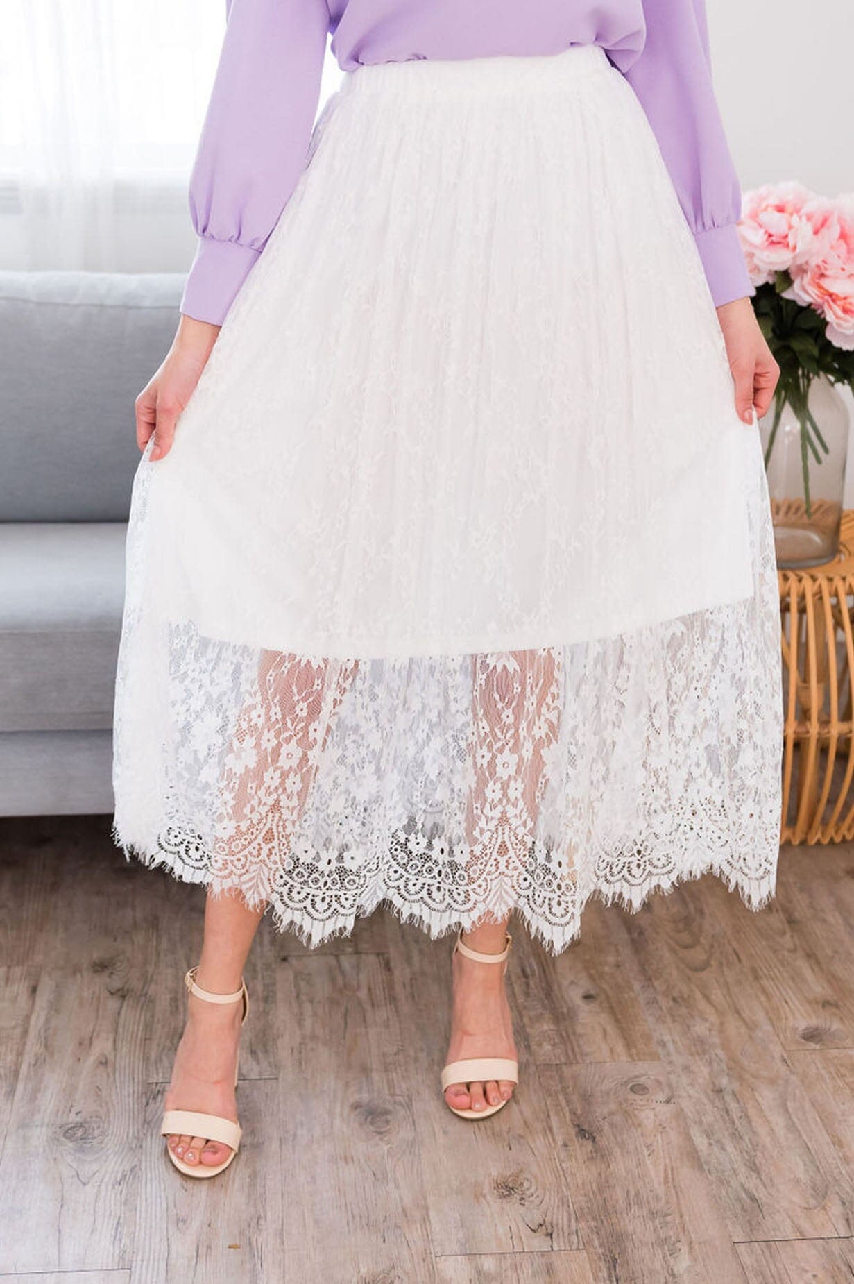 Delicate Lace Modest Maxi Skirt Skirts vendor-unknown