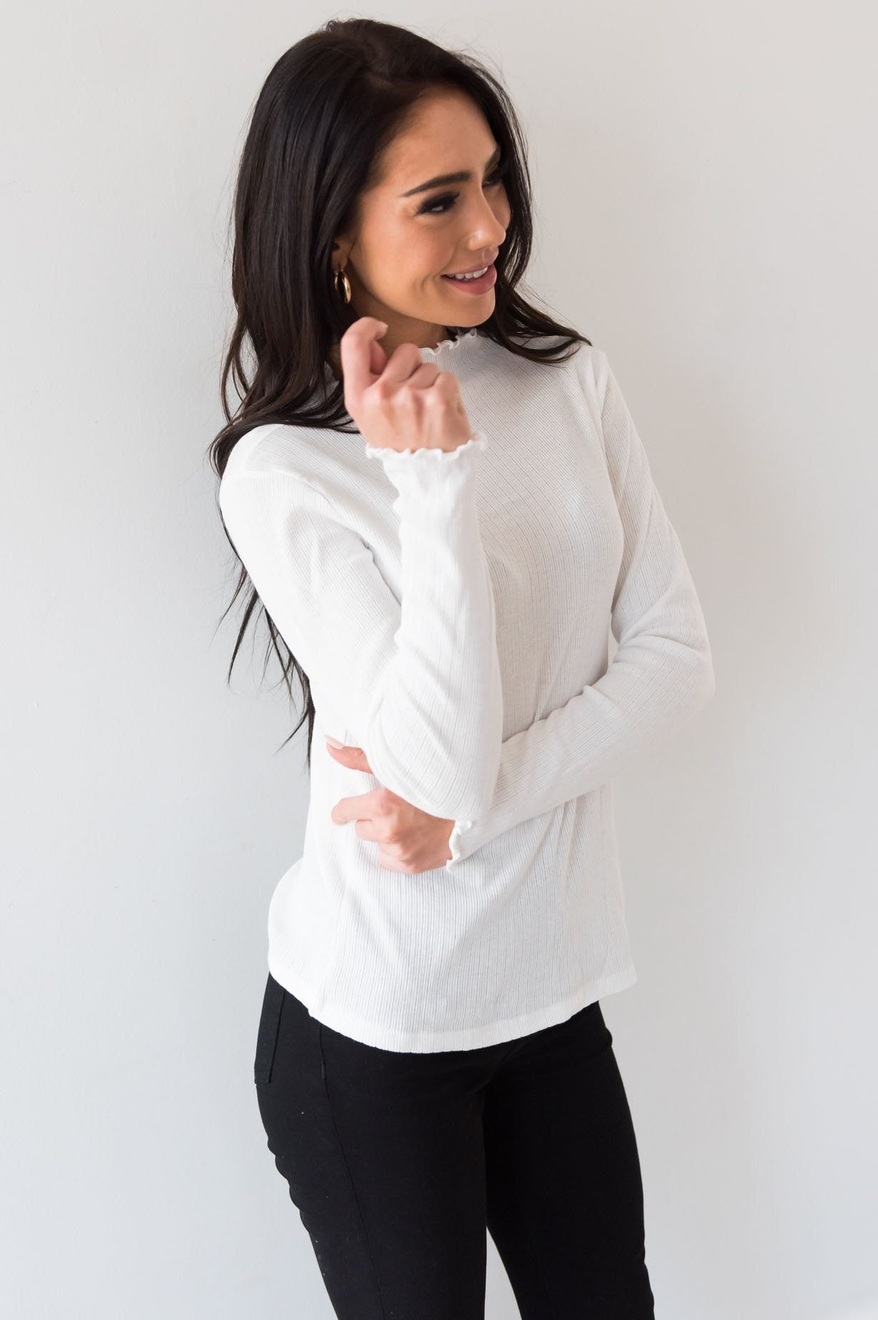 Whenever Needed Ribbed Modest Top Tops vendor-unknown