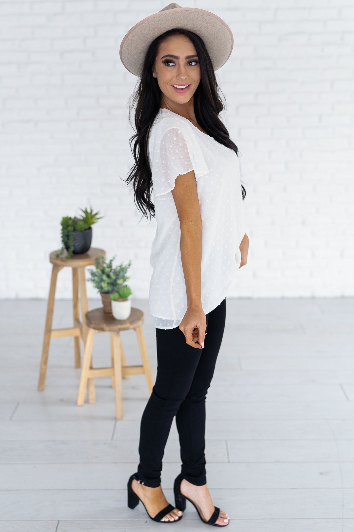 Gorgeous Swiss Dot Blouse Tops vendor-unknown