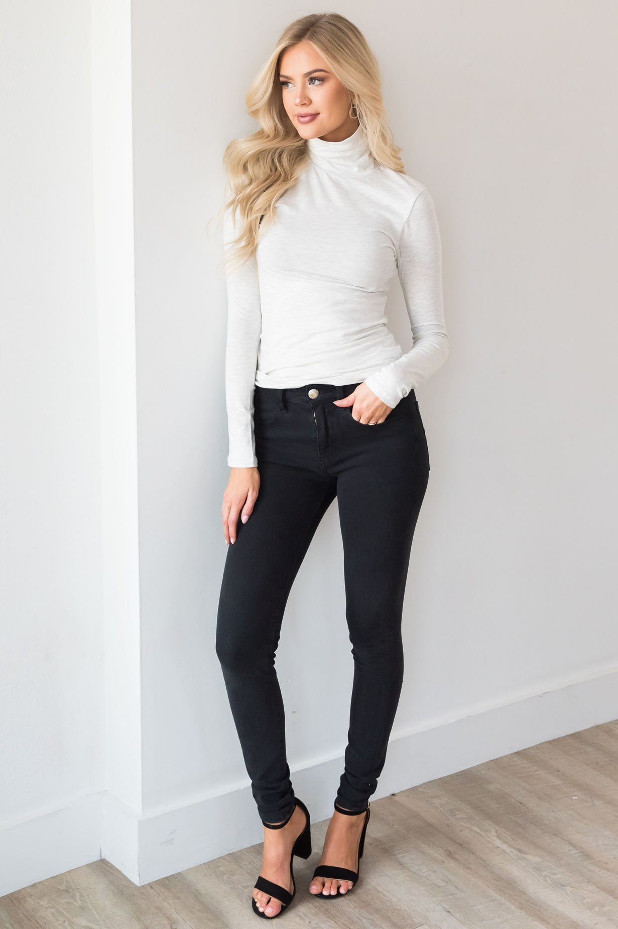 Get Close To Me Modest Turtleneck Tops vendor-unknown