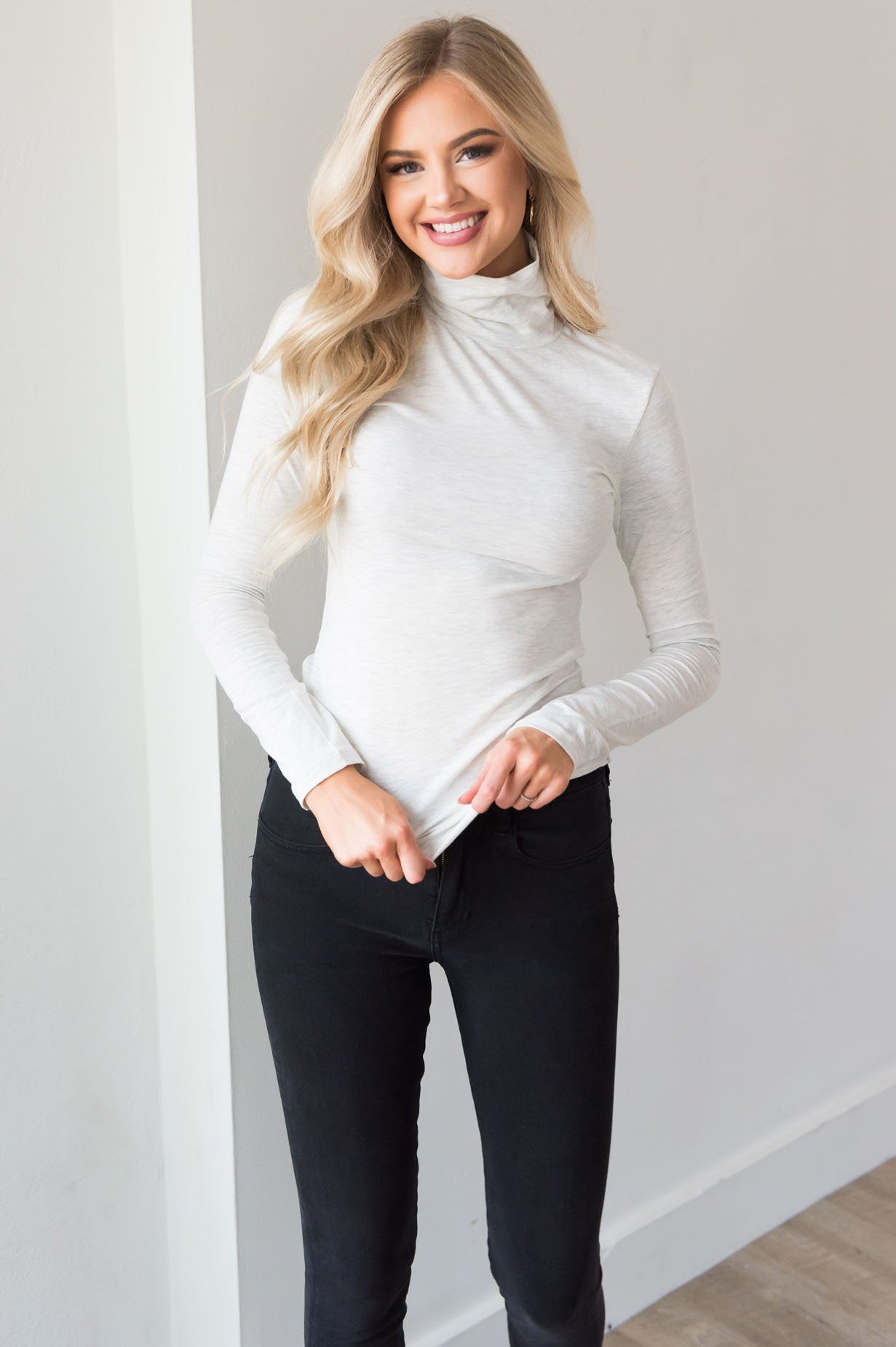 Get Close To Me Modest Turtleneck Tops vendor-unknown