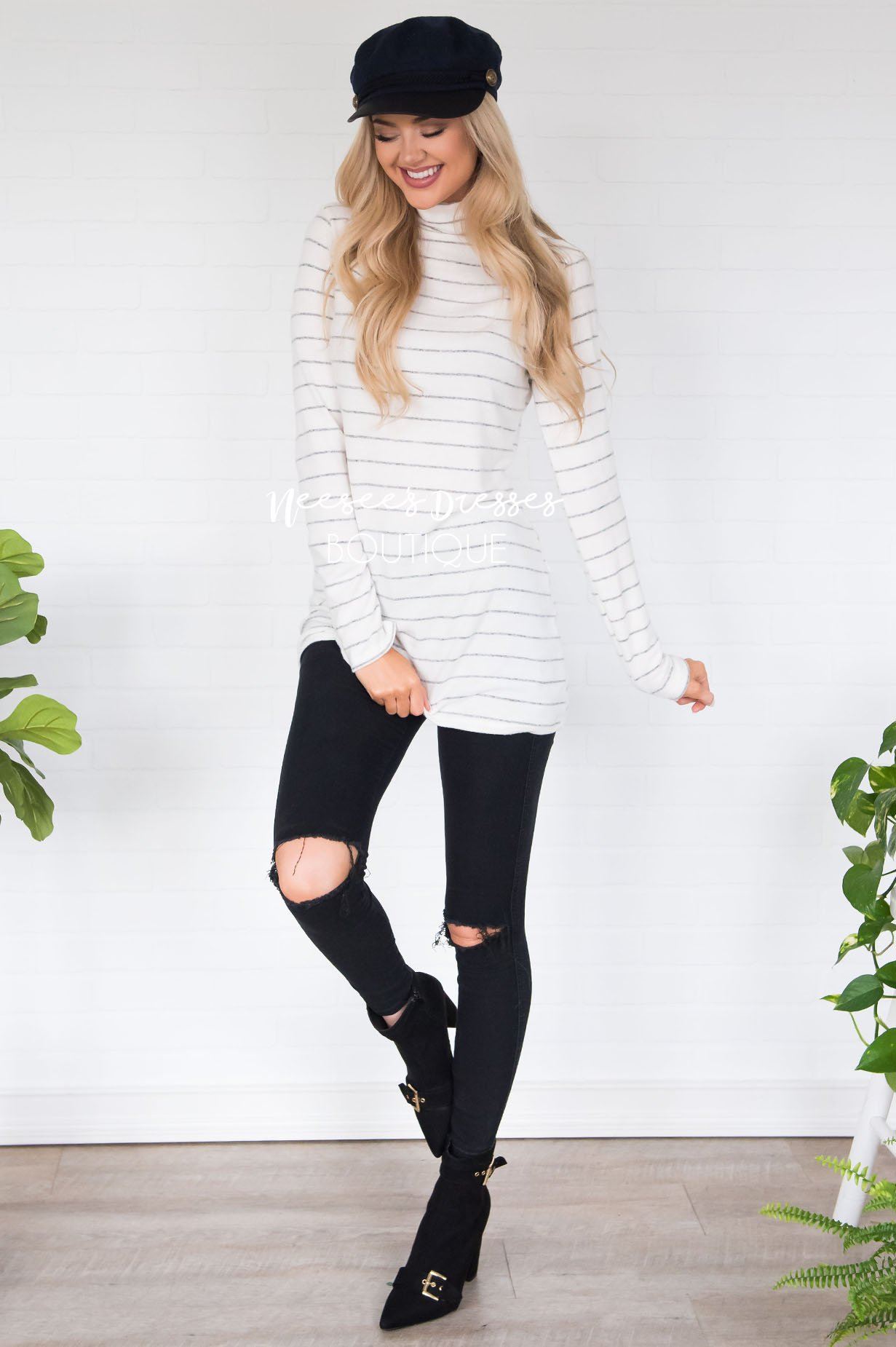 Happy Times Striped Top Modest Dresses vendor-unknown