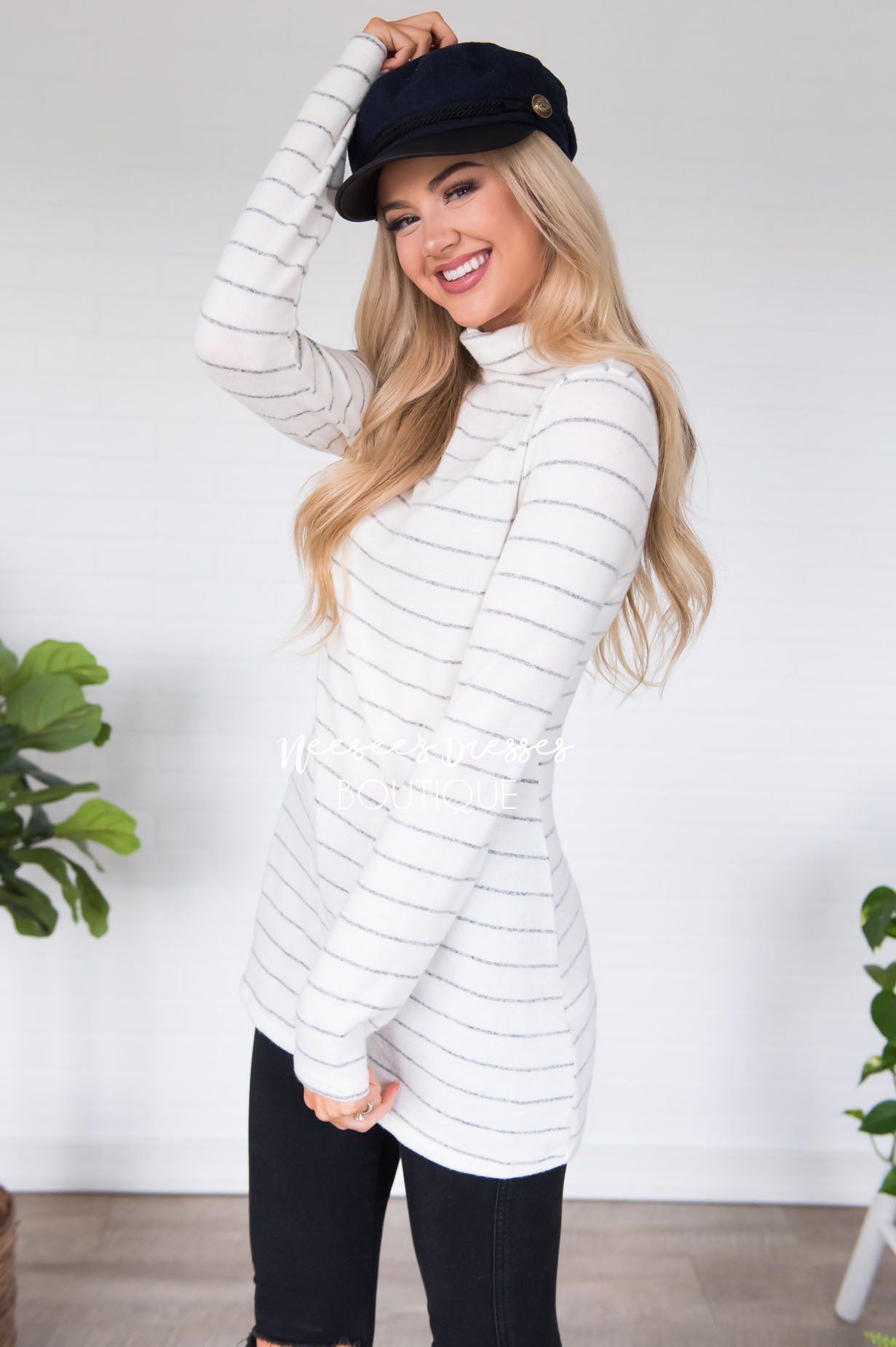 Happy Times Striped Top Modest Dresses vendor-unknown