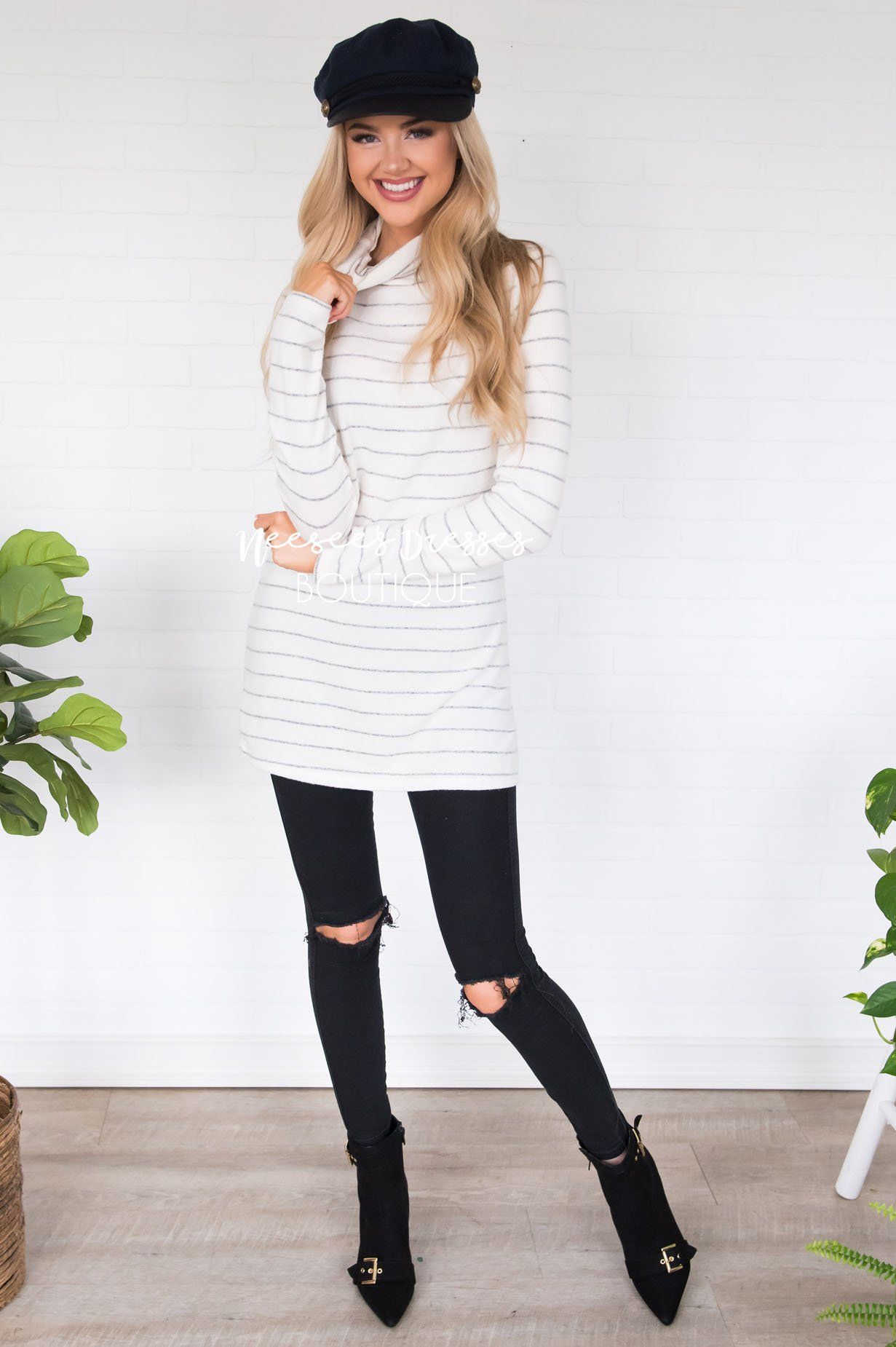 Happy Times Striped Top Modest Dresses vendor-unknown