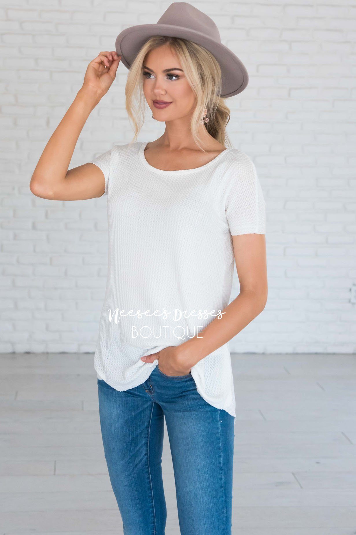 Dream Chaser Short Sleeve Thermal Top Modest Dresses vendor-unknown