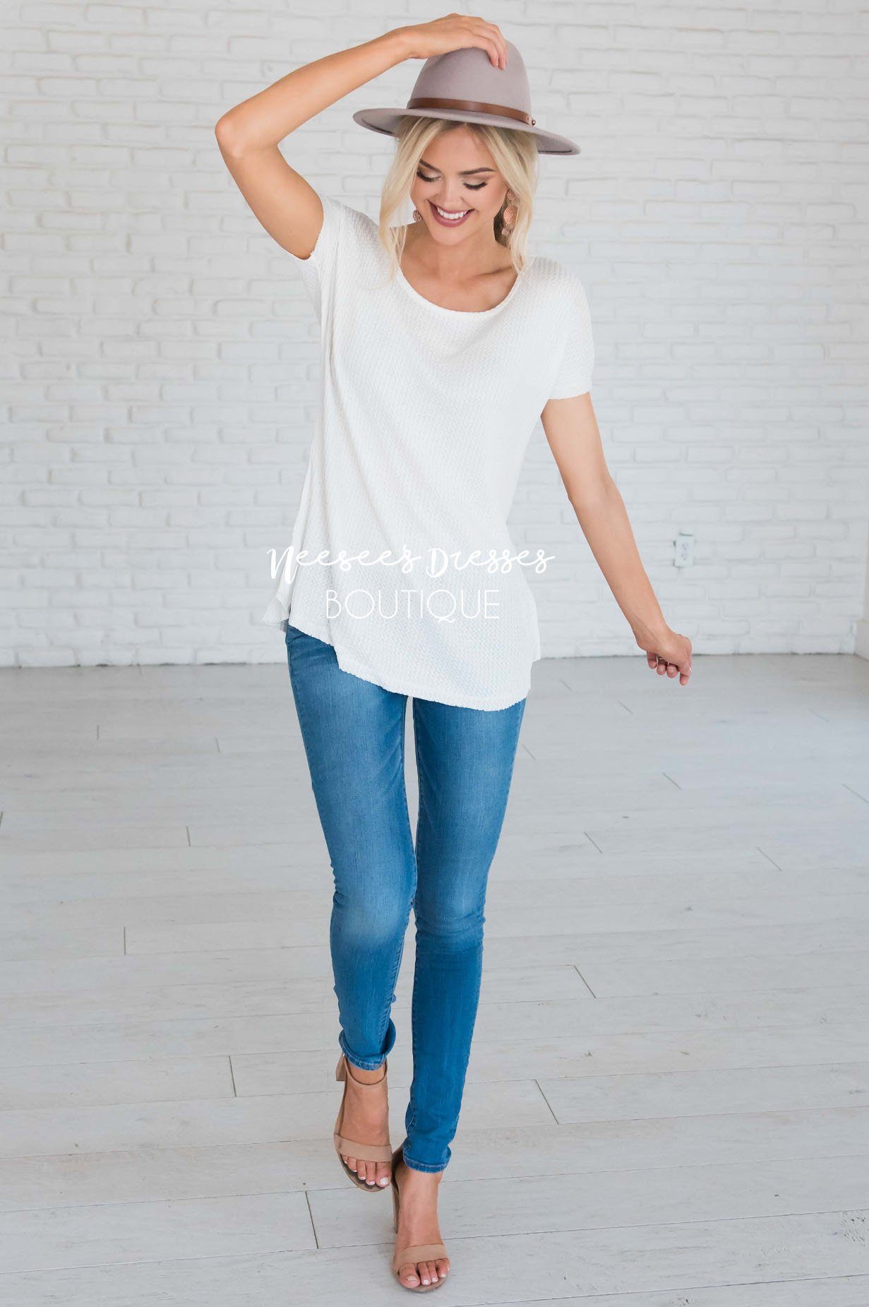 Dream Chaser Short Sleeve Thermal Top Modest Dresses vendor-unknown