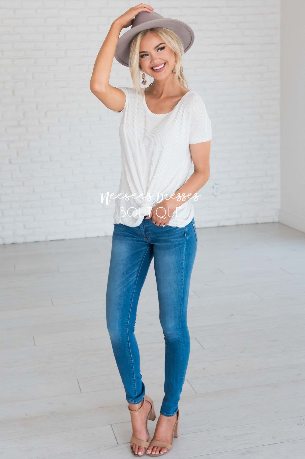 Dream Chaser Short Sleeve Thermal Top Modest Dresses vendor-unknown