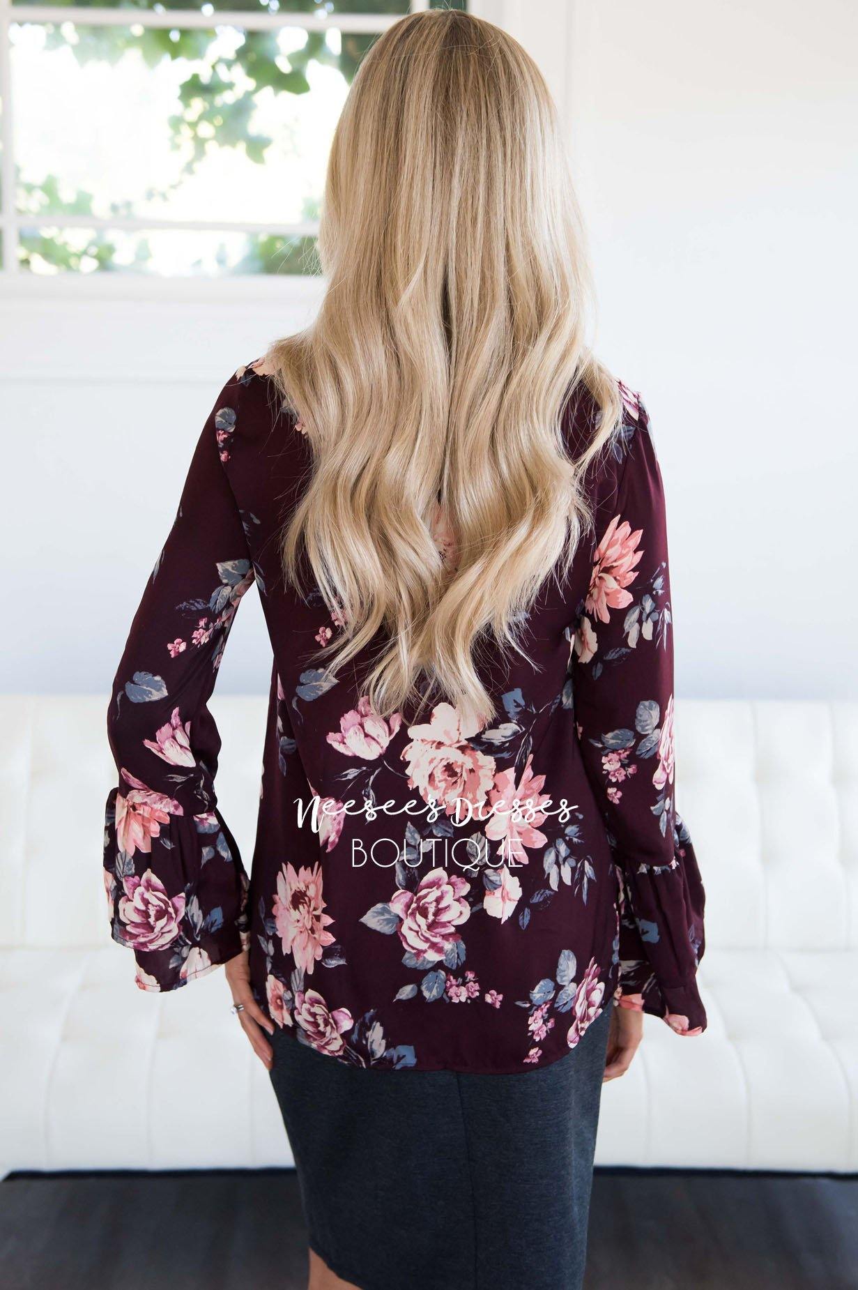 All Loved Up Floral Neck Tie Blouse Tops vendor-unknown