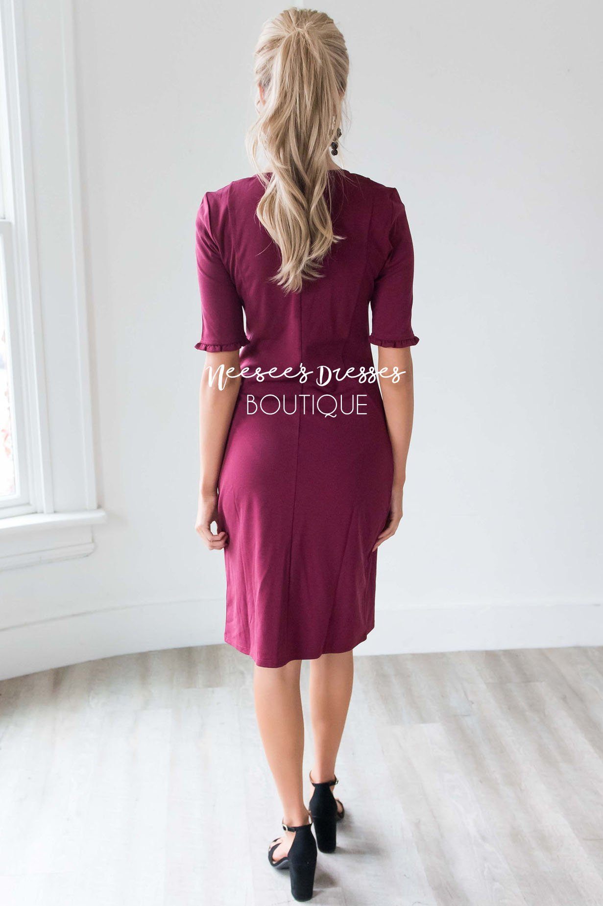 The Brianna Ruffled Sleeve Dress Modest Dresses vendor-unknown