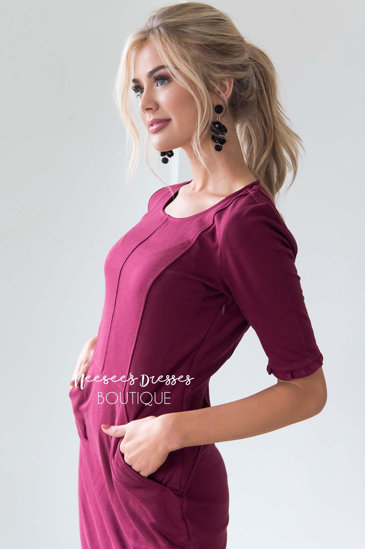 The Brianna Ruffled Sleeve Dress Modest Dresses vendor-unknown