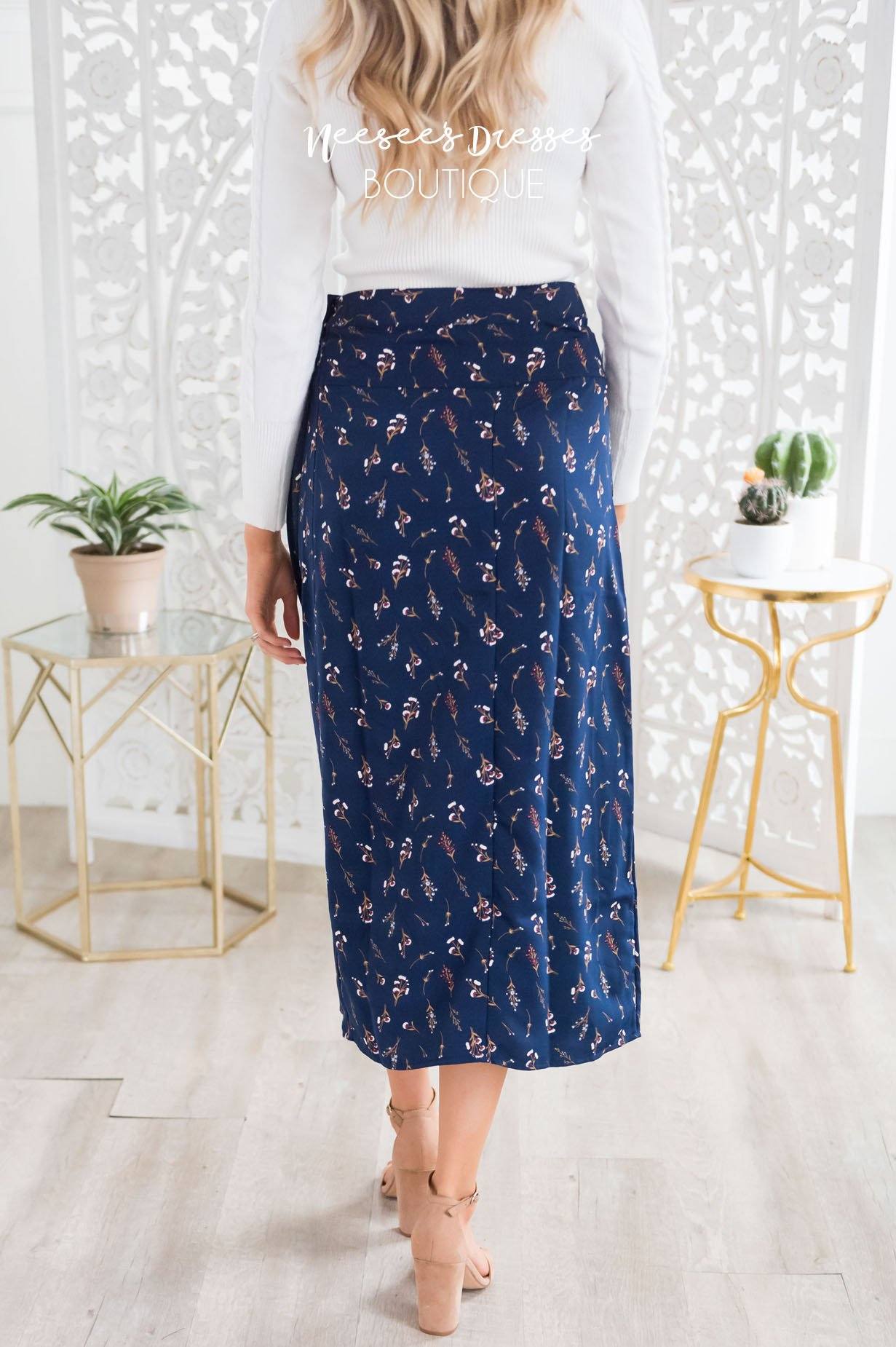 Winter Flowers Wrap Skirt Skirts vendor-unknown