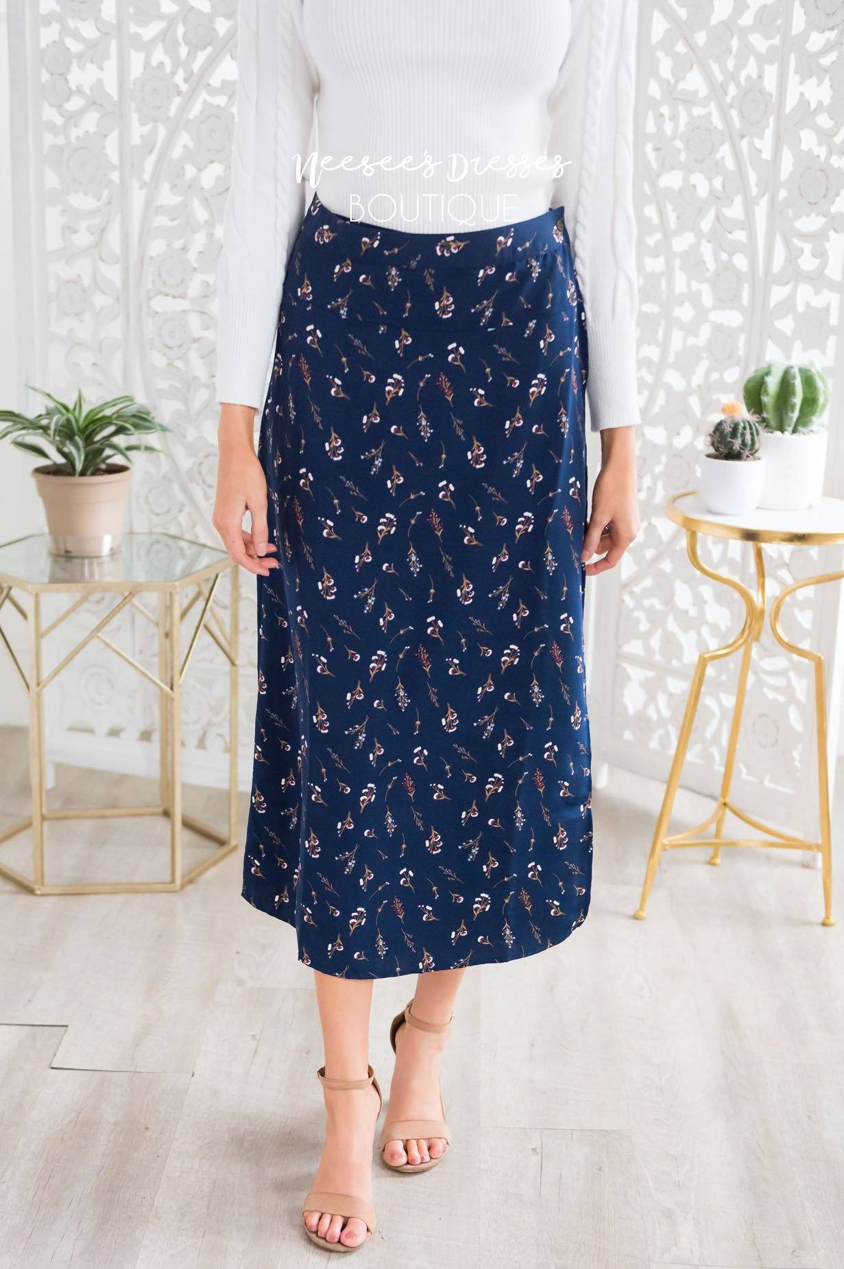 Winter Flowers Wrap Skirt Skirts vendor-unknown