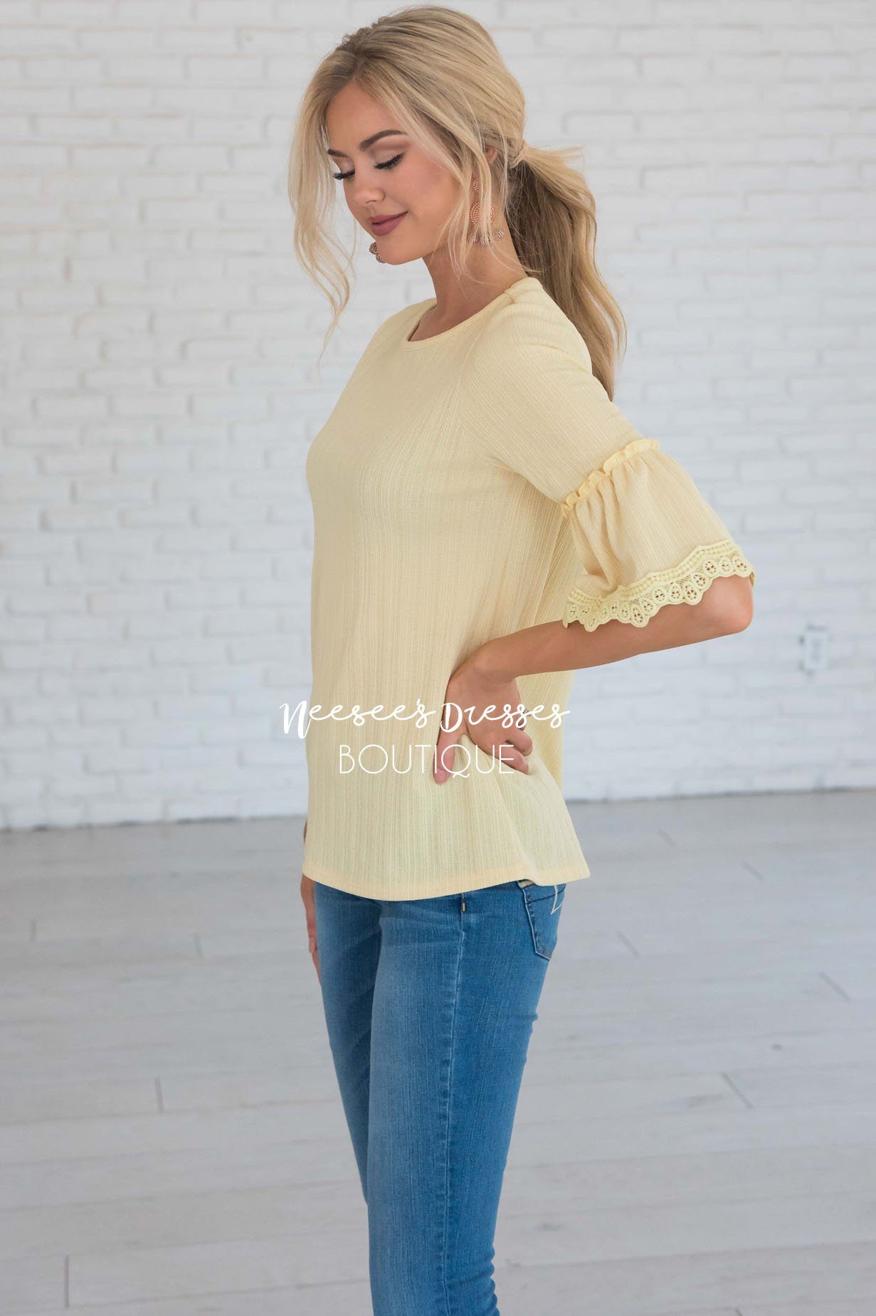 Just One Wish Bell Sleeve Top Modest Dresses vendor-unknown