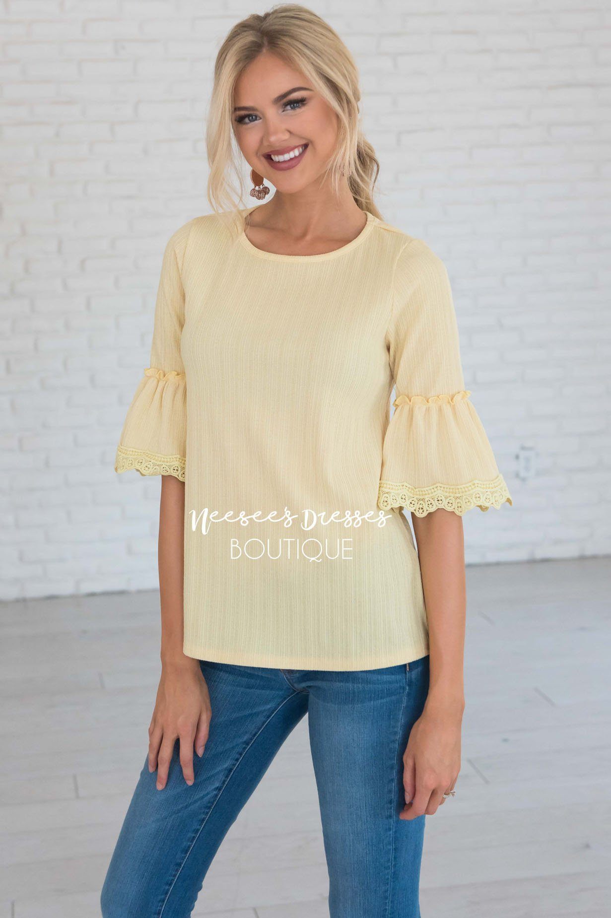 Just One Wish Bell Sleeve Top Modest Dresses vendor-unknown