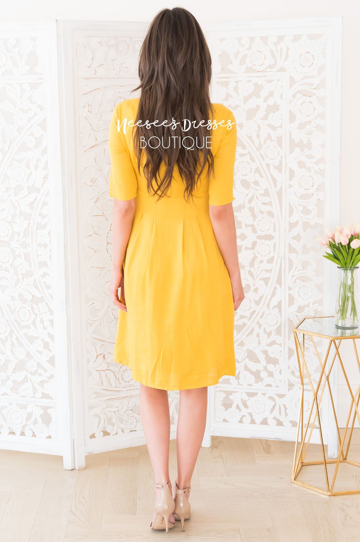 The Gina Button Front Dress Modest Dresses vendor-unknown