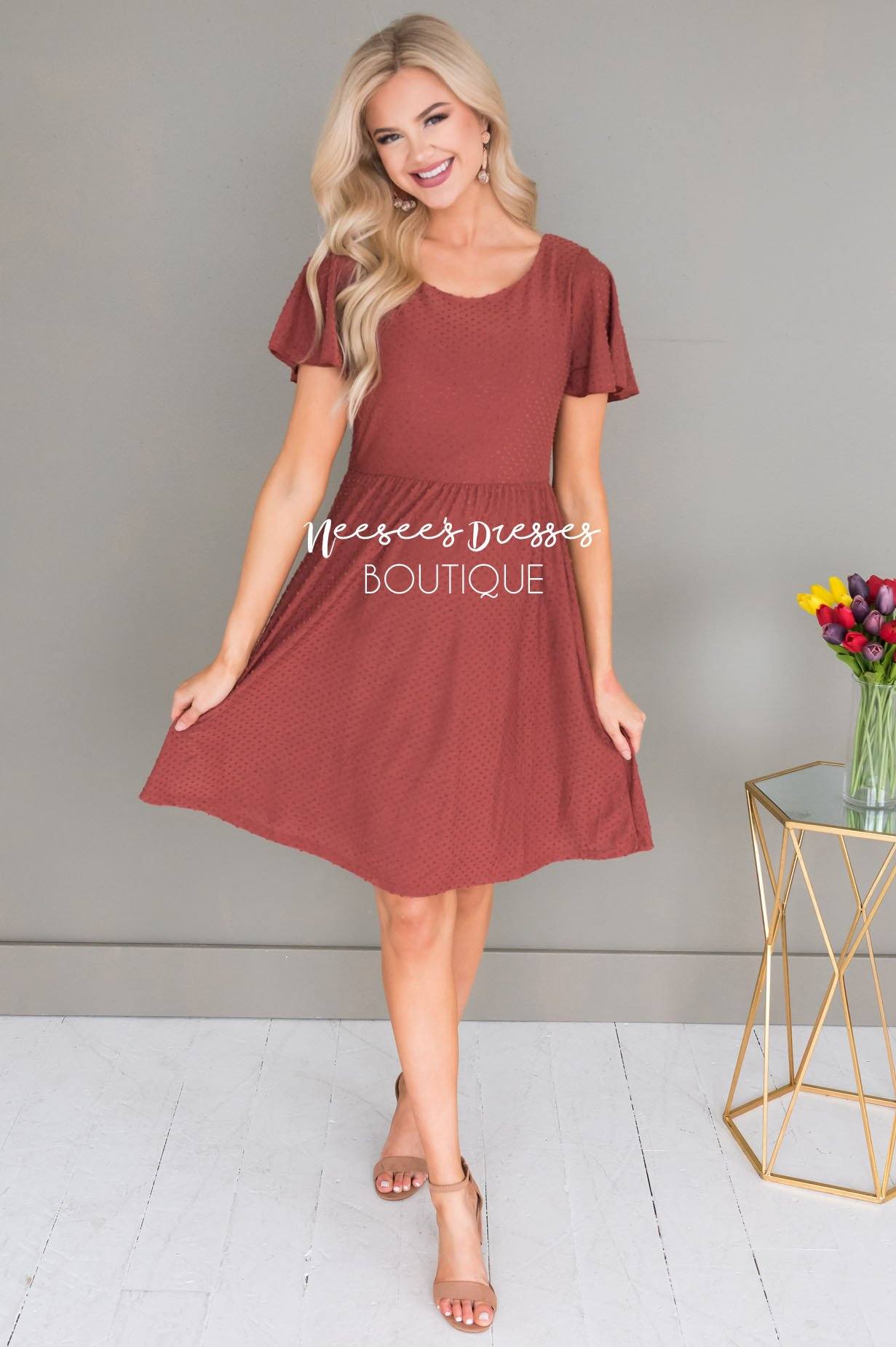 The Zoey Swiss Dot Modest Dresses vendor-unknown