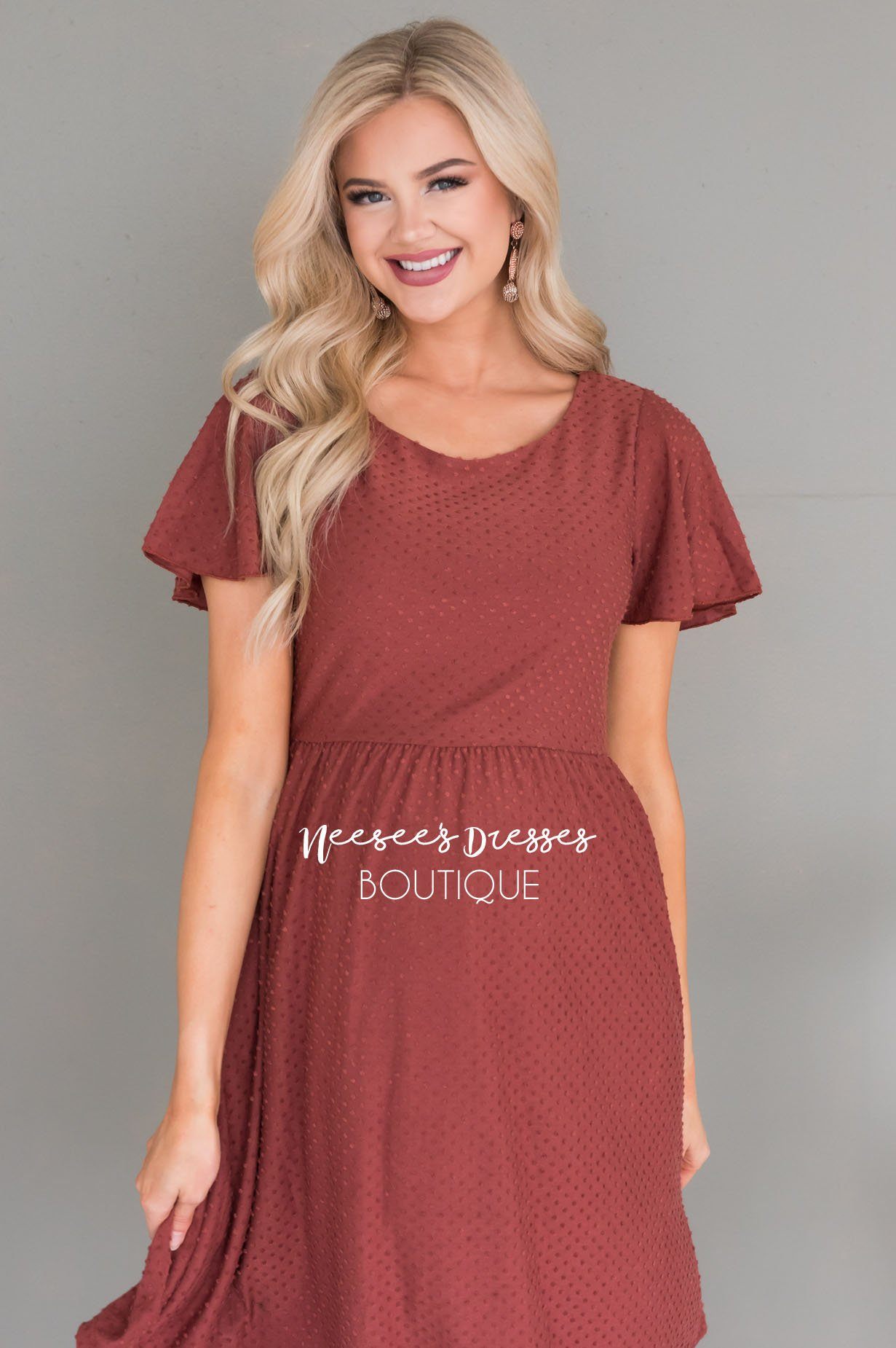 The Zoey Swiss Dot Modest Dresses vendor-unknown