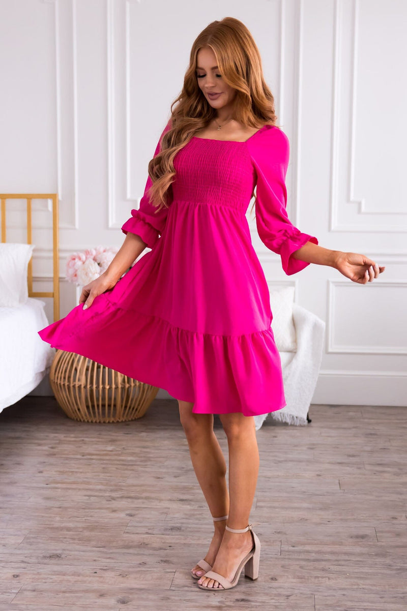 ADELYN DRESS - DECO LILIES FUCHSIA main image 0