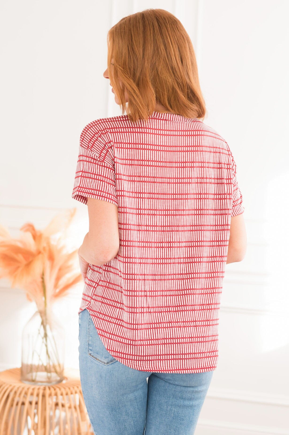 Cheerful Feeling Modest Striped Top Tops vendor-unknown 