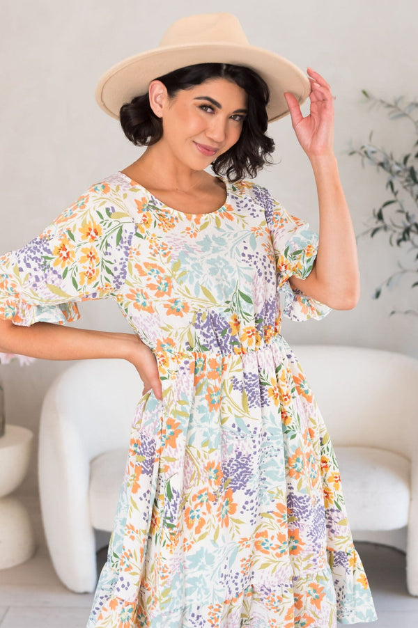 The KeLynn Modest Floral Dress - NeeSee's Dresses