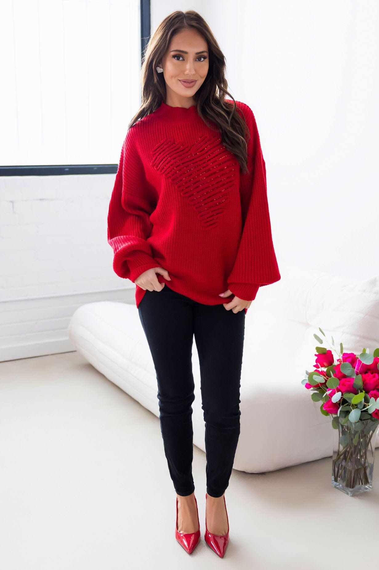 Coupled Up Sequin Heart Sweater Modest Dresses vendor-unknown 