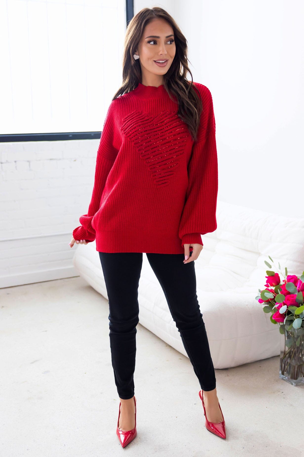 Coupled Up Sequin Heart Sweater Modest Dresses vendor-unknown 