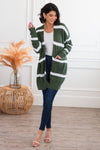 Ever So Stylish Modest Striped Cardigan Tops vendor-unknown