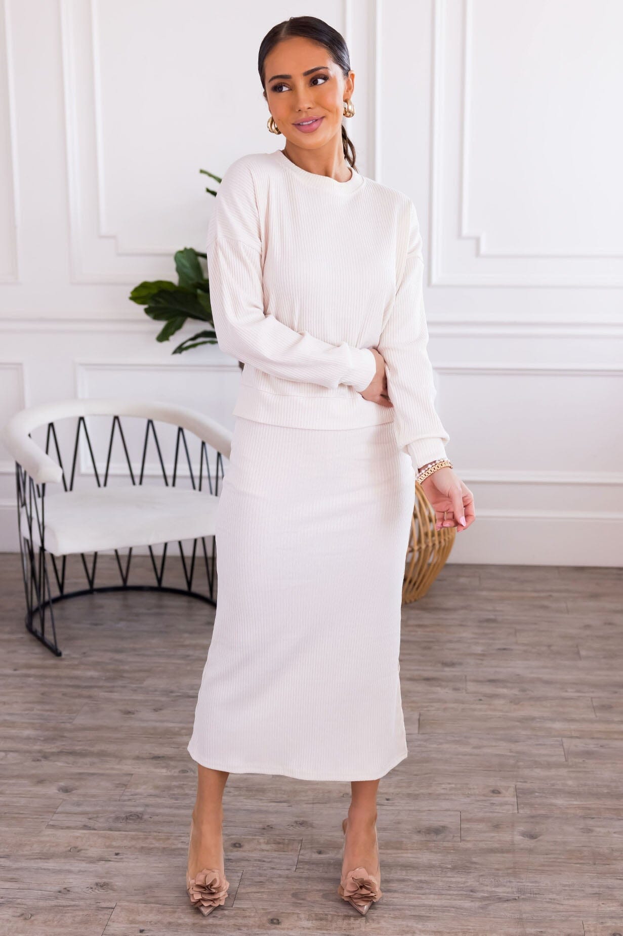 Classy And Cozy Modest Sweater Skirt Tops vendor-unknown 