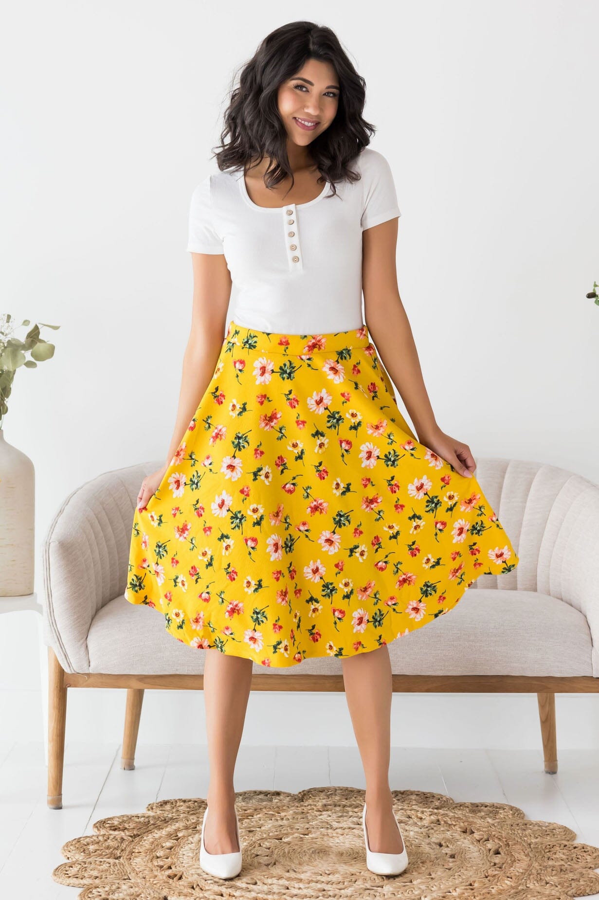 Bouquet of Flowers Modest Circle Skirt Modest Dresses vendor-unknown 