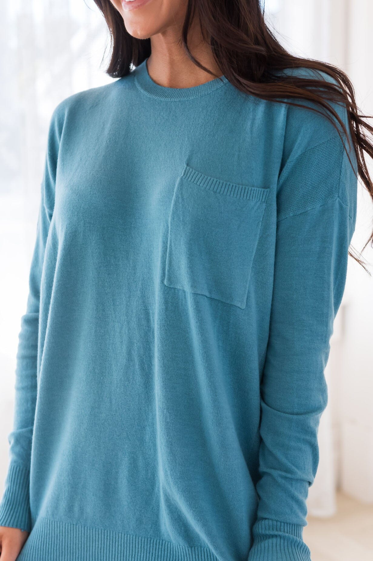 Foggy Mornings Pocket Modest Sweater Tops vendor-unknown 