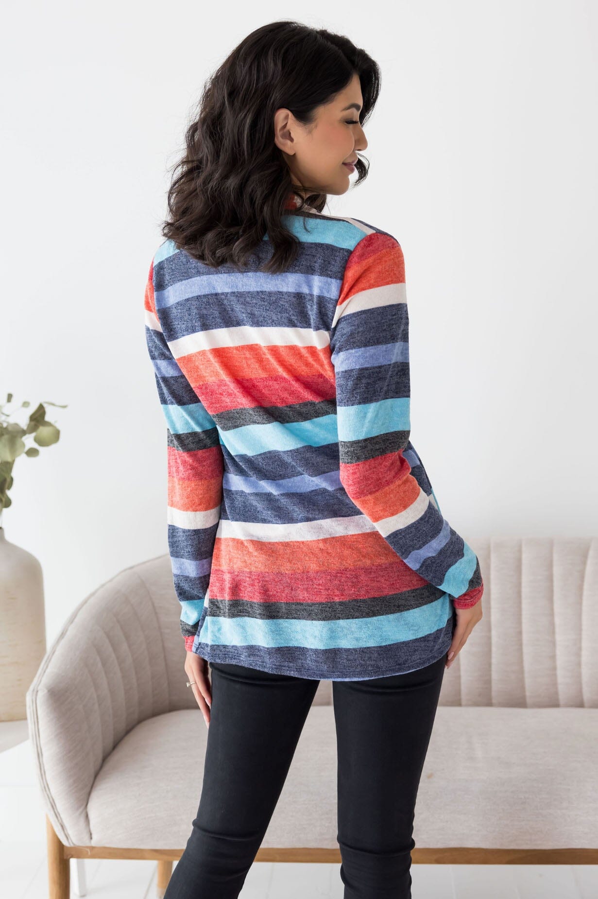 Time To Travel Striped Cardigan Tops vendor-unknown 