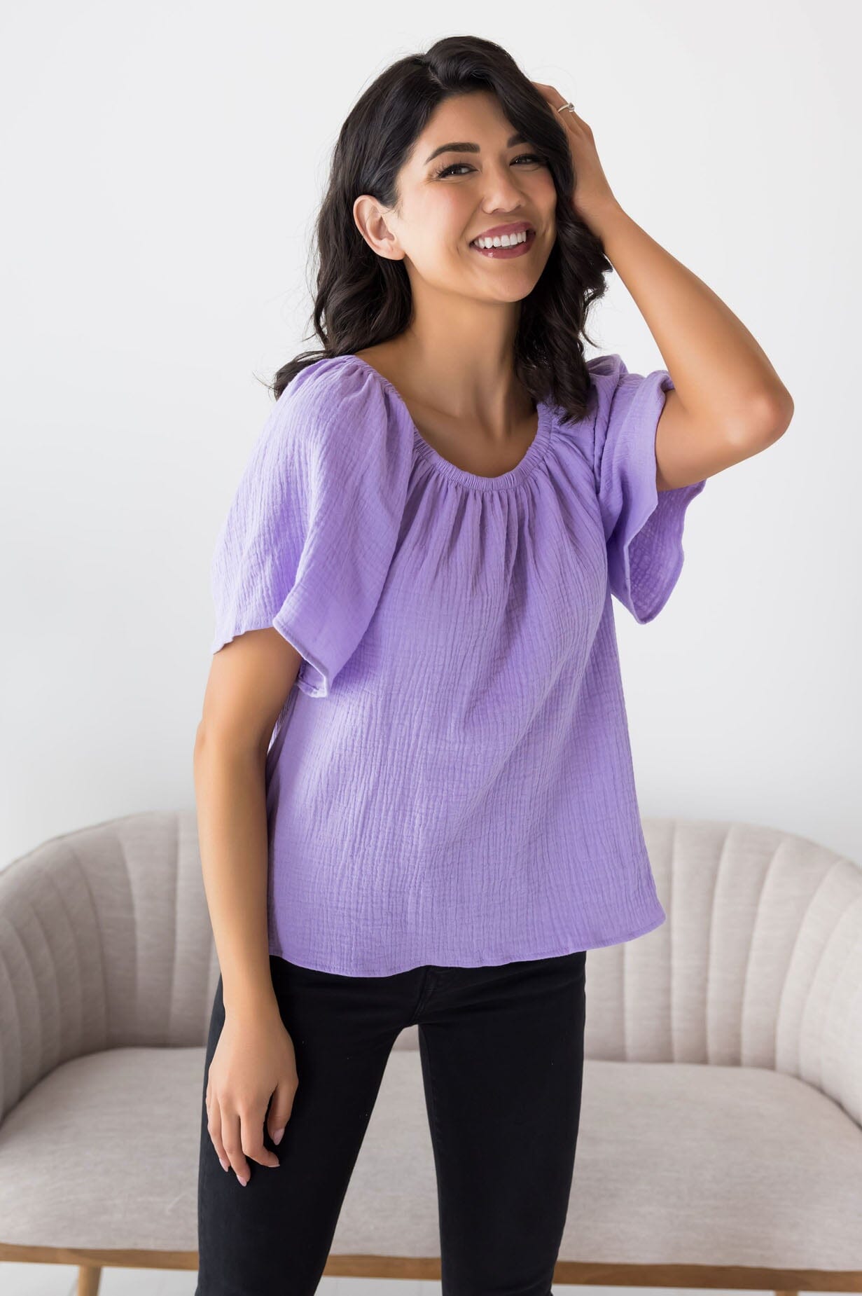 Lovely Lessons Textured Blouse Tops vendor-unknown 