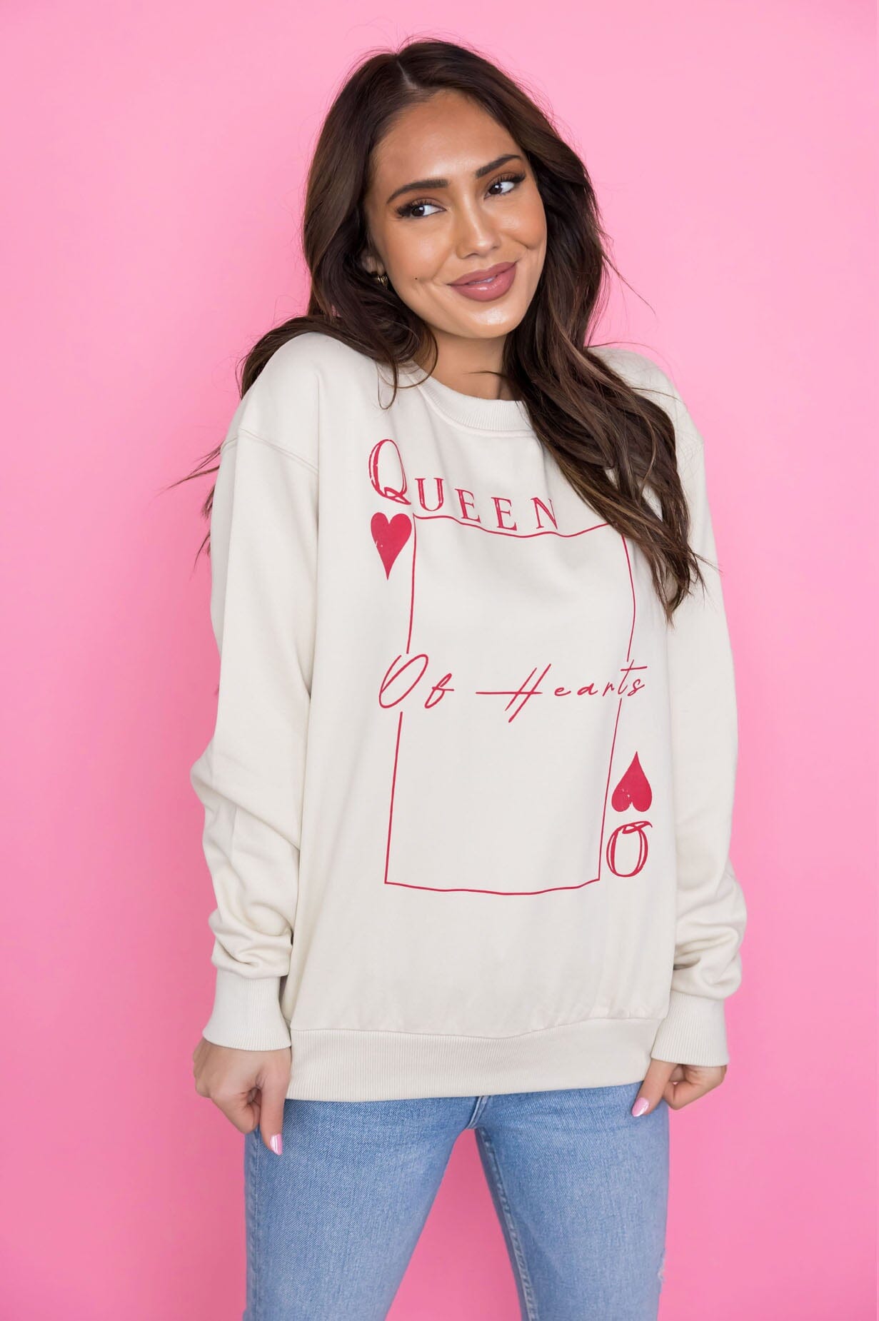 Queen Of Hearts Graphic Sweatshirt Modest Dresses vendor-unknown 