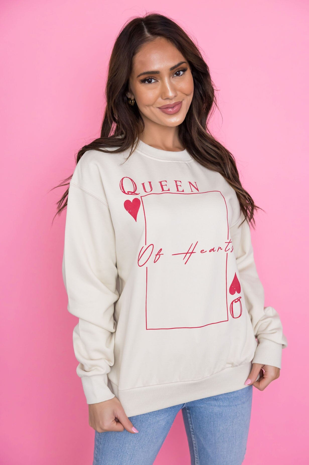 Queen Of Hearts Graphic Sweatshirt Modest Dresses vendor-unknown 
