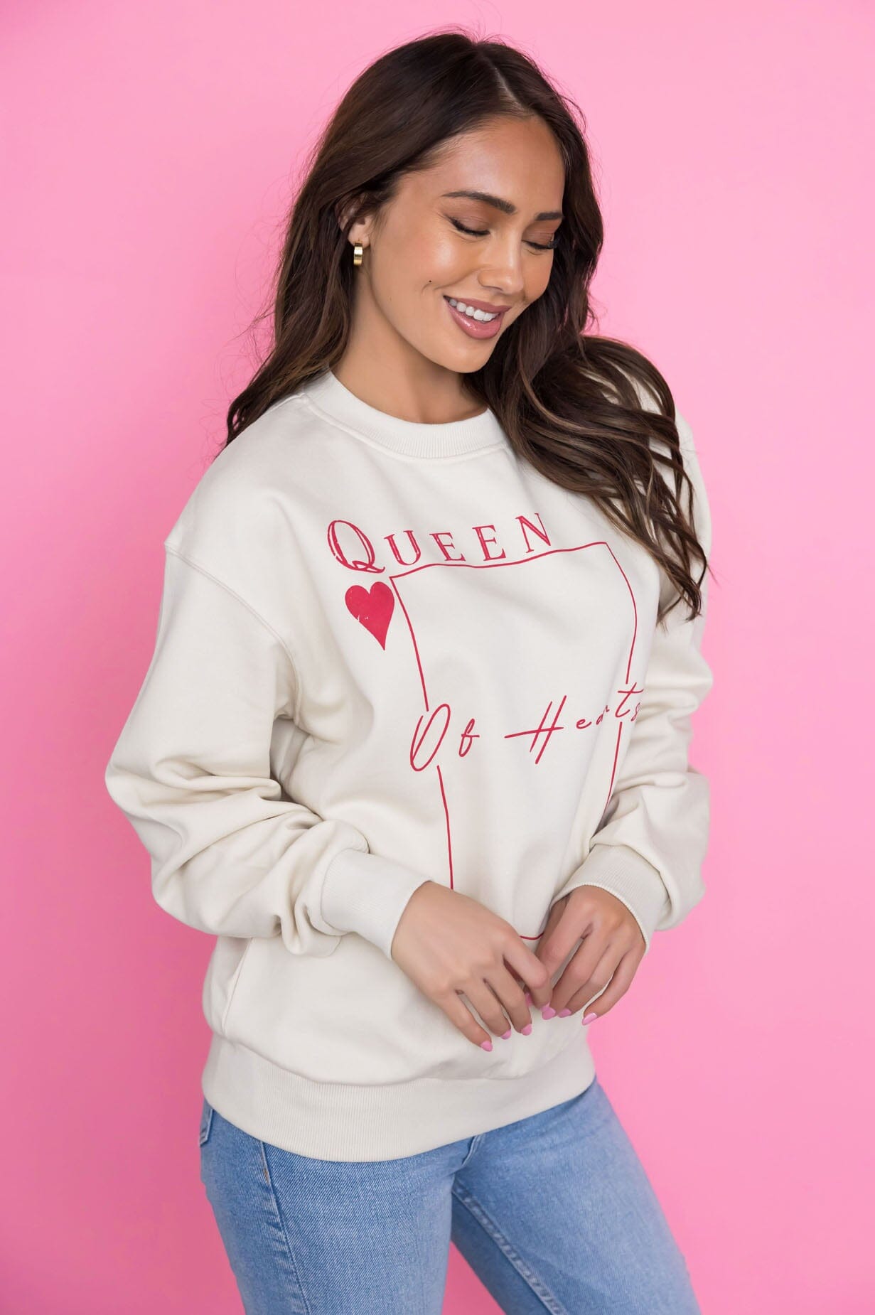 Queen Of Hearts Graphic Sweatshirt Modest Dresses vendor-unknown 