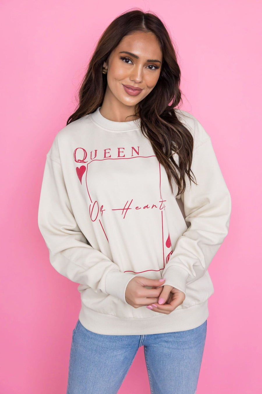 Queen Of Hearts Graphic Sweatshirt Modest Dresses vendor-unknown 