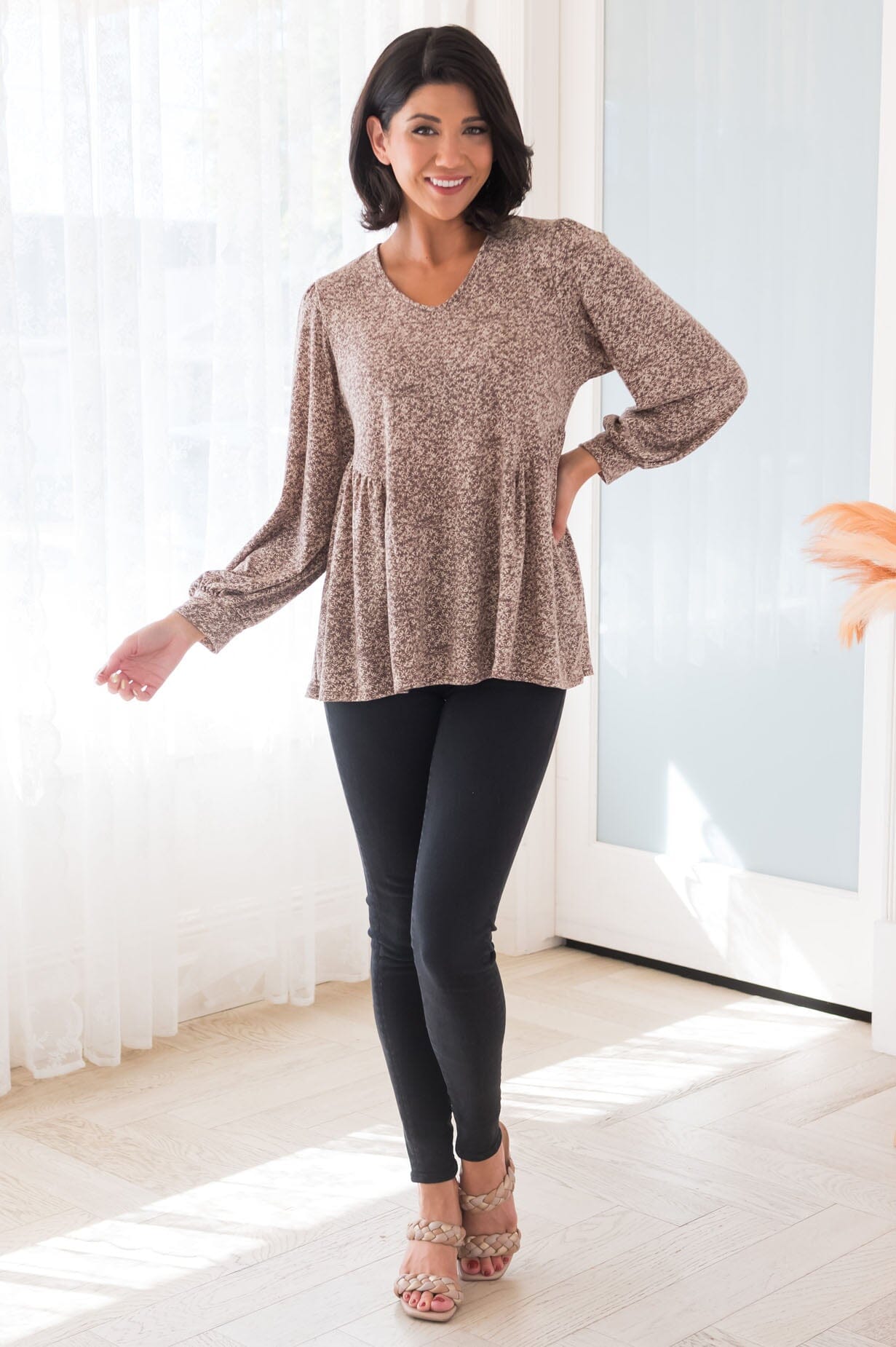 Promises, Promises Modest Floral Blouse Tops vendor-unknown 