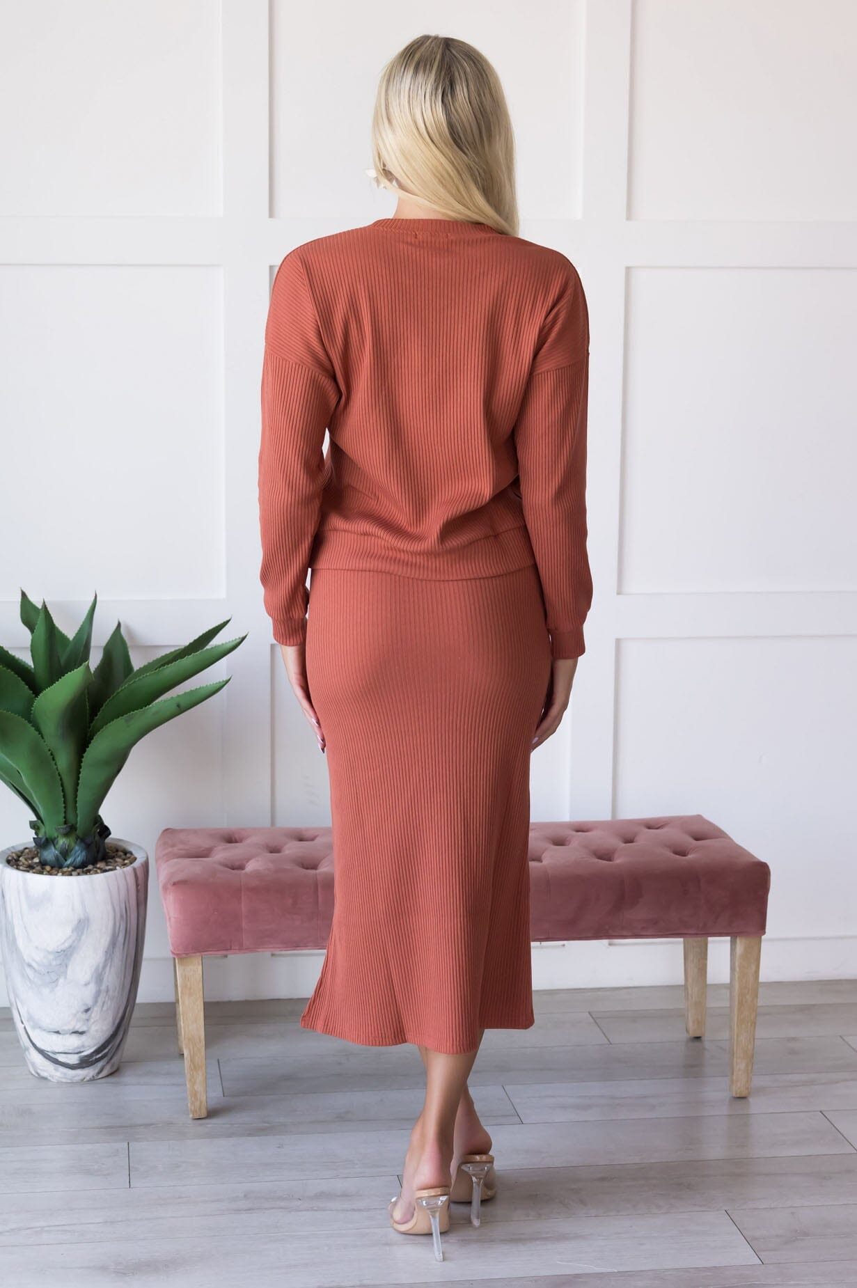 Classy And Cozy Modest Sweater Skirt Tops vendor-unknown 