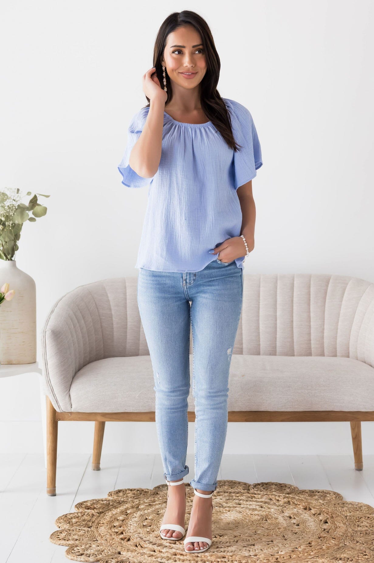 Lovely Lessons Textured Blouse Tops vendor-unknown 