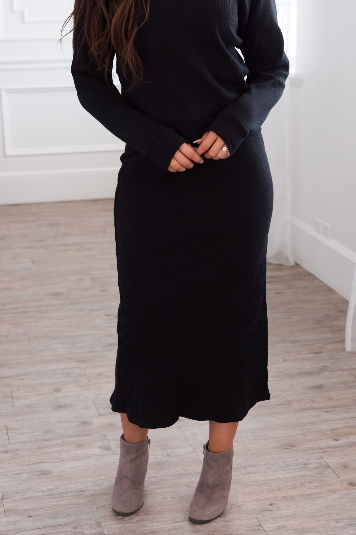 Classy And Cozy Modest Sweater Skirt Tops vendor-unknown 