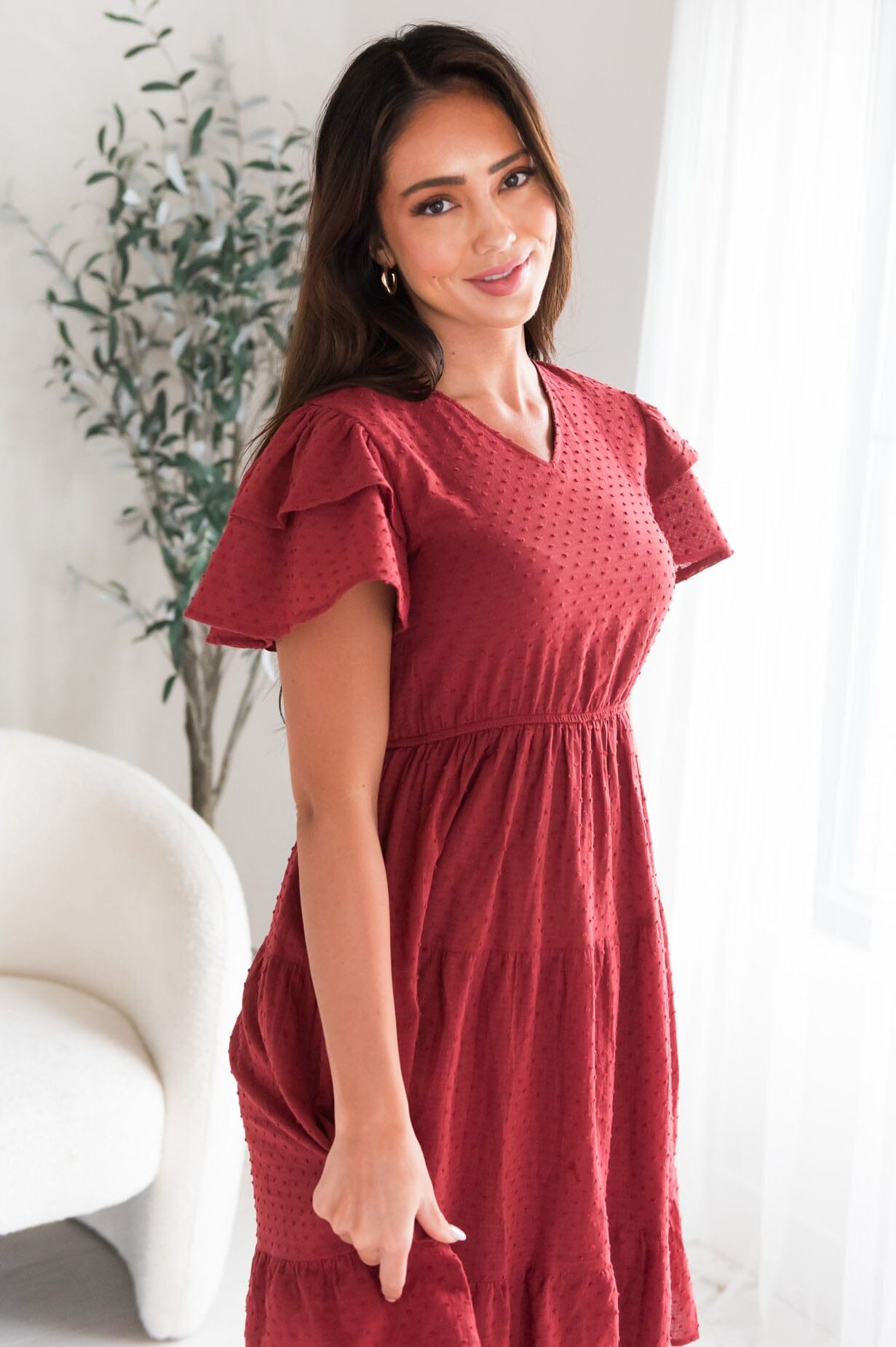 The Amy Swiss Dot Modest Dresses vendor-unknown 