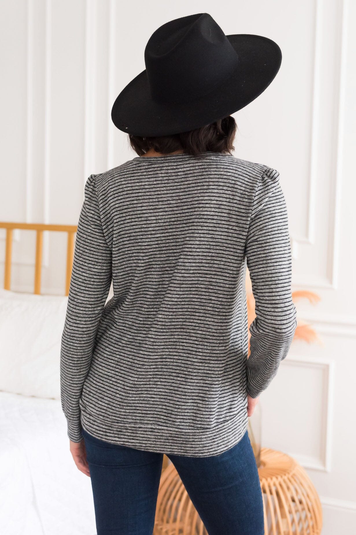 Cheerfully Complete Modest Striped Top Tops vendor-unknown 