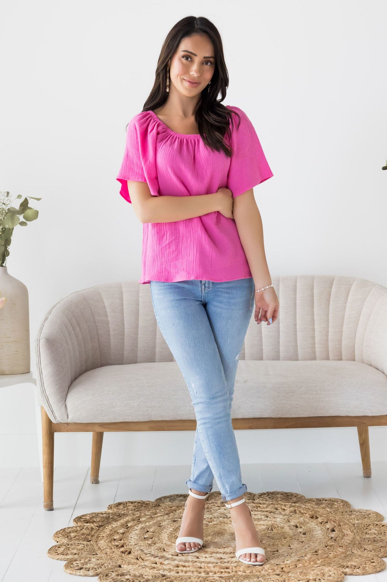 Lovely Lessons Textured Blouse Tops vendor-unknown 