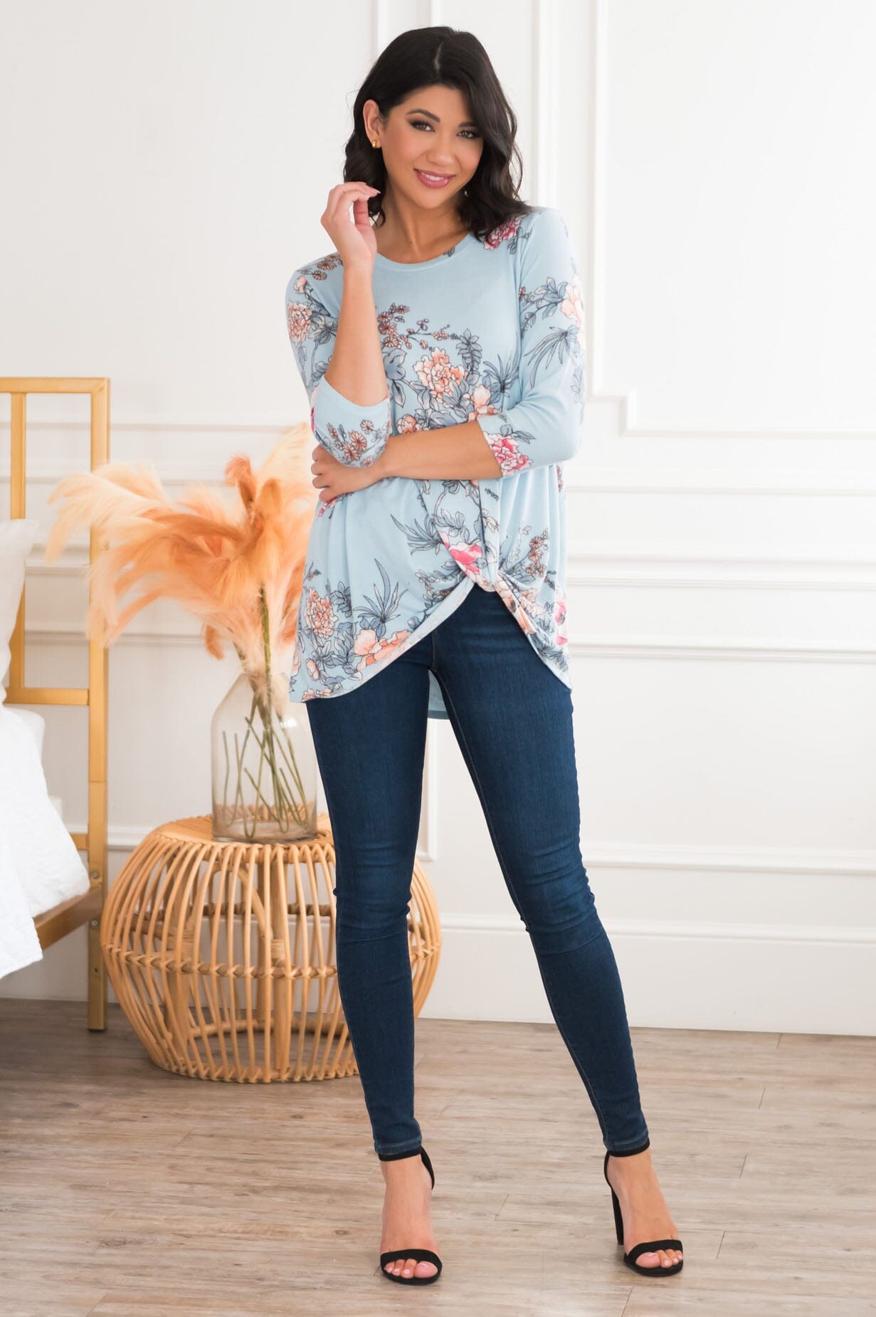 Simply Amazing Modest Floral Top NeeSee's Dresses 